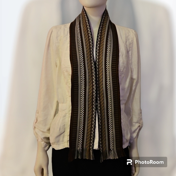 VINTAGE Tightly Woven Ethnic Tribal Striped Sash Scarf - Picture 2 of 3